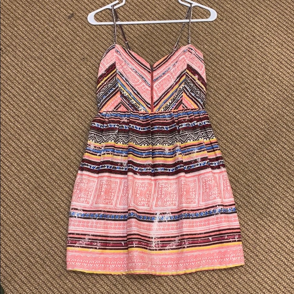 ROXY zipper front distressed pattern sundress